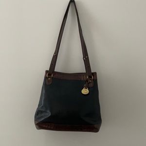 Brahmán black and crocodile purse adjustable stripes